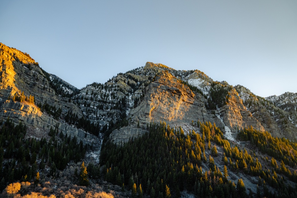 Morning light across a Utah canyon wall